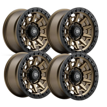 Set of 4 Cage Wheels in Bronze with Black Lip by Black Rock